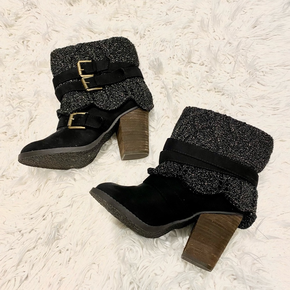 Not Rated Black Sweater Boots with Heels size 7